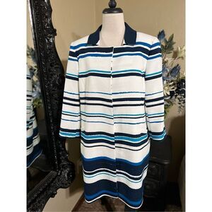 Alex Marie Long Sleeve Striped Trench Jacket Blazer Size Large